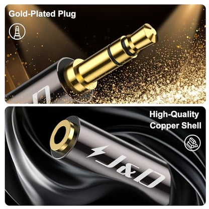 J&D 1/8 Inch TRS Stereo Y Splitter Cable, Gold Plated Copper Shell 3.5mm Female to Dual Male Adapter, Only Suitable for Switching, 3.3 Feet - size: 3.3 Feet