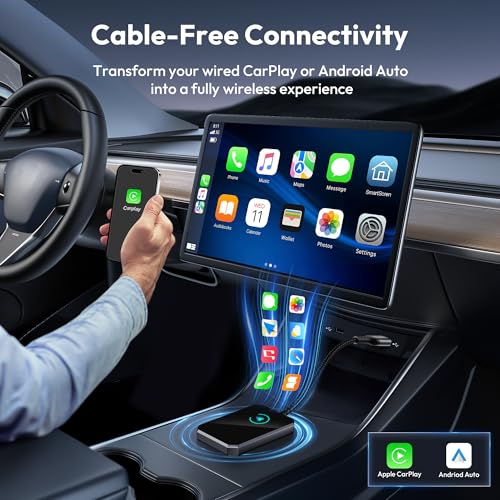 Basesailor Wireless CarPlay and Android Auto Adapter,2-in-1 2024 New Upgraded Bluetooth Car Play Dongle for Convert Factory Wired to Wireless,Fit for Cars from 2015,Apple iPhone iOS 10+,Andriod 11+