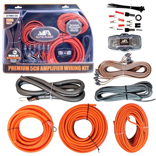 Elite Audio 4 Gauge 5-Channel Amplifier Wiring Kit, 2000W CCA Amp Install Kit – EA-PRMK4-5CH - size: 4 Gauge (5-Channel)