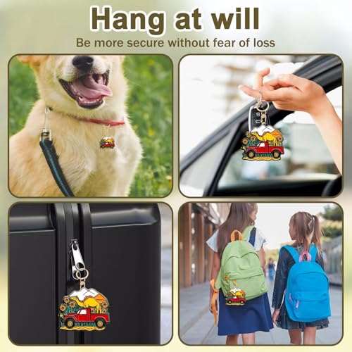 Camel Sunflower Leather Keychain Case Holder,GPS Tacker With Keychain Ring,Red Truck Access Card Scratch-Resistant,Finders Accessories For Pets, Luggage, Wallet, Backpacks - color: Camel Sunflower