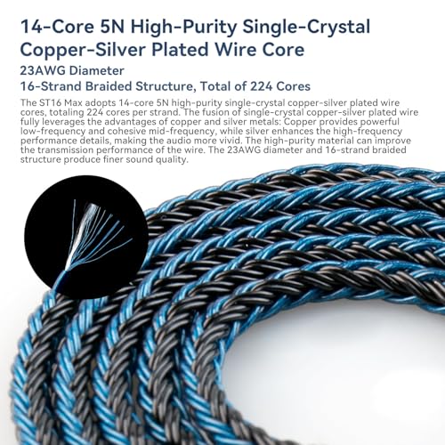 keephifi 5ft ZS10 PRO Cable QDC, KBEAR ST16-Max 1.5m Balanced IEM Cable 2Pin C, 16-Strand SPC Earbud Wire Gold-Plated for KZ ZS12 PRO X/ZS10 PRO X/ZA12/ZAR/ZAS/ZAX/Castor/Taurus, CCA C10/CRA PRO etc - color: Black, style: 3.5 QDC