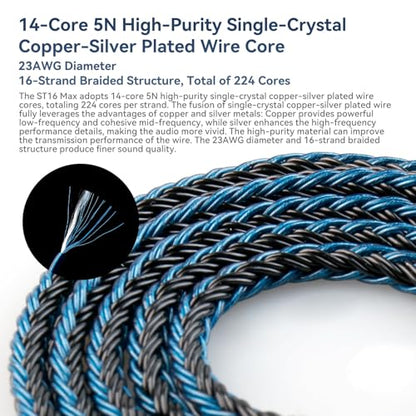 keephifi 5ft 2 Pin IEM Cable 4.4mm, KBEAR ST16-Max 1.5m in Ear Monitor Cable Earbud Wire, 16-Strand SPC Headphone Cable for Truthear Hexa/HOLA/Zero, Moondrop Blessing/Aria/Stellaris, Simgot EW100P - color: Silver, style: 4.4 2PIN