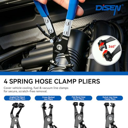 DISEN 14 PCS Hose Clamp Pliers & Fuel Line Electrical Disconnect Tool Set - color: Blue-14pc