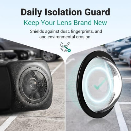 2PCS Car Lens Guard Protective Cover Kit, Clear Anti-Collision Car 360 Panoramic Camera Lens Protector, Waterproof Anti-Glare Rear Scratch Backup Camera Protective Cover (Black)