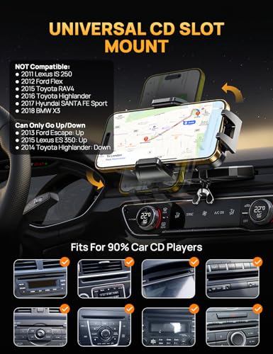 CD Slot Phone Mount, Upgraded Car Phone Holder with Anti-Slip Silicone Pads - color: Blue
