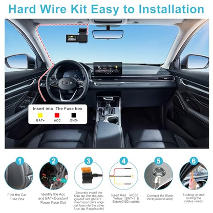 Dash Cam Hardwire Kit USB C, 12V-24V to 5V/3A Adapter Power Cable with Voltage Display, 24/7 Parking Mode, Acc Detection, 4-Level Low Voltage Protection (11.6V/11.9V/12.2V/12.5V)