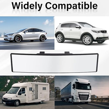 Rear View Mirror, Universal 11.4 Inch Interior Extended Rear View Mirror - color: White