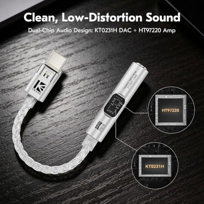 USB C to 3.5mm Audio Adapter with DAC for iPhone, Samsung & iPad - color: silver