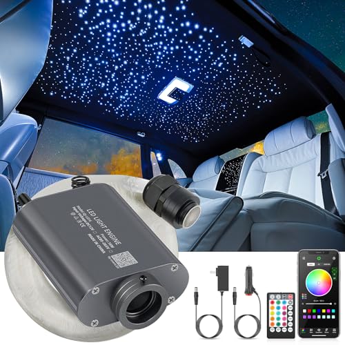 16W Starlight Headliner Kit, Star Lights for Car Roof&Home Decoration, Fiber Cable 450pcs of(0.03+0.04+0.06in)*9.8ft RGBW Star Light Headliner with Bluetooth APP/Remote/Music Mode - size: 450pcs of (0.03+0.04+0.06in)*9.8ft