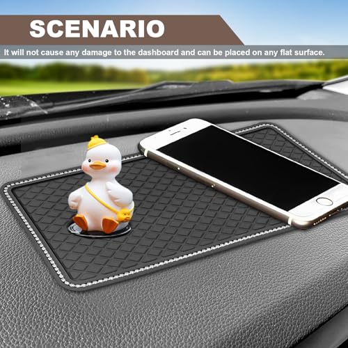 Car Crystal Dashboard Anti-Slip Mat, 11.7"x 5.7" Multifunctional Handmade Rhinestone Sticky Mat, Holds Phones, Sunglasses, Keys Universal for Car Decor & Storage - size: 11.7x5.7