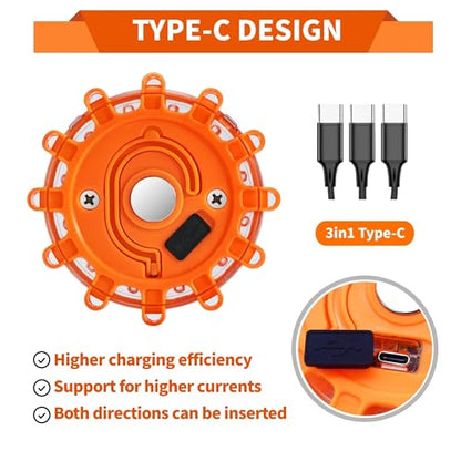 6-Pack LED Road Flares, Rechargeable roadside emergency kit - size: 6 Pack Parts