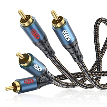 RCA Cable Subwoofer Cable 2RCA Male to 2RCA Male Stereo Audio Cable Y Splitter 24K Gold-Plated Nylon Braided Double Shielded Digital Analogue Supports Amplifiers,Home Theater,Hi-Fi System(5ft/1.5m) - size: 5ft/1.5m, style: 2RCA to 2RCA