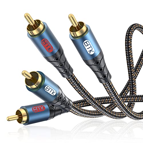 RCA Cable Subwoofer Cable 2RCA Male to 2RCA Male Stereo Audio Cable Y Splitter 24K Gold-Plated Nylon Braided Double Shielded Digital Analogue Supports Amplifiers,Home Theater,Hi-Fi System(5ft/1.5m) - size: 5ft/1.5m, style: 2RCA to 2RCA
