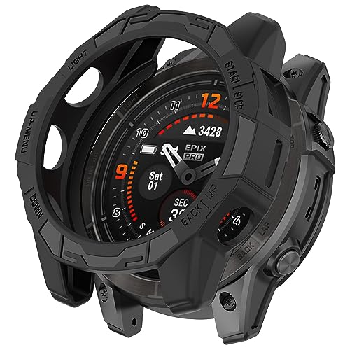 Case Compatible with Garmin epix Pro (Gen 2) 47mm/Fenix 7 Pro (47mm), TPU Screen Cover Anti-Scratch Bumper Frame Replacement Protective Case for Epix Pro 47mm&Fenix 7 Pro 47mm (Black) - color: Black