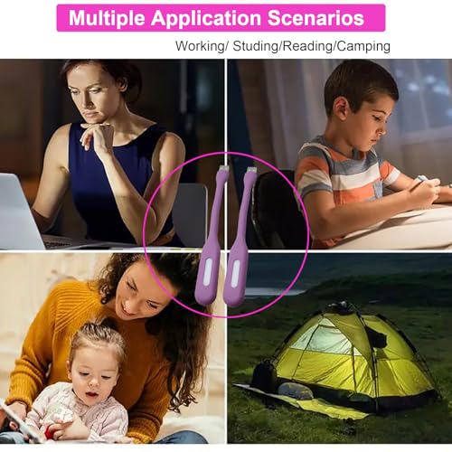 Mini Flexible Light, Portable USB Led Reading Night Lamp for PC Laptop Computer Notebook Power Bank - 2 Pack (Purple) - color: Purple