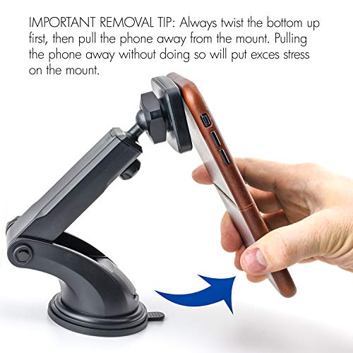 Dockem DashPro Magno Mount 3.0 Series: Magnetic Car Mount for Dash with Suction Base, Magnet Head, and Long Range Adjustable Extension Arm