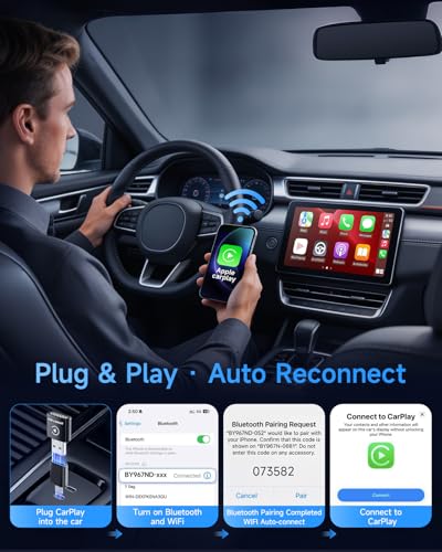 Ultra-Compact Wireless CarPlay Adapter – 65% Smaller Metal Housing, 2-in-1 for iPhone & Android, WiFi 6 & BT 5.4, Zero Latency, Plug & Play, Fits 800+ Cars (2015+) (Silver)