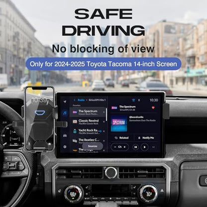 Sunsdrew Car Phone Holder for 2024 2025 Toyota Tacoma Accessories ONLY for 14-inch Screen Tacoma Phone Mount 360° Rotation Tacoma Cell Phone Holder Hands-Free Ultra Stable - size: For Tacoma