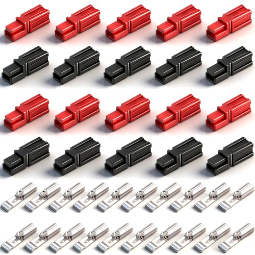 smseace 10 Pairs 30 Amp Power Connector Quick Connect,Disconnect Assortment Kit,Including 10pcs Red housing，10pcs Black housing，20pcs Silver Copper Contacts - size: 40Pcs-1Sizes
