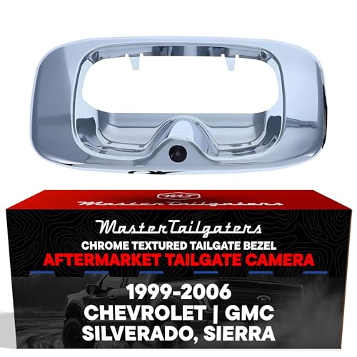 Master Tailgaters Chrome Tailgate Bezel with Backup Camera Replacement for Chevrolet Silverado/GMC Sierra (1999-2006) | IP68 Waterproof | Parking Grid Lines Available | Easy to Install - color: Chrome, size: 1999-2006 Chevrolet Silverado / GMC Sierra