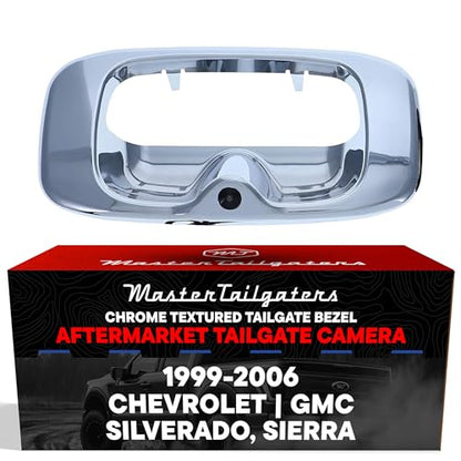 Master Tailgaters Chrome Tailgate Bezel with Backup Camera Replacement for Chevrolet Silverado/GMC Sierra (1999-2006) | IP68 Waterproof | Parking Grid Lines Available | Easy to Install - color: Chrome, size: 1999-2006 Chevrolet Silverado / GMC Sierra