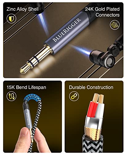 BlueRigger 3.5mm Stereo Audio Cable (50FT, 24K Gold Plated Jack, Auxiliary Cable, Male to Male, Hi-Fi Sound) – Aux Cord for Headphones, Home Car Stereo, Speaker, Amplifier, Phones, Tablets, Laptops - size: 50FT