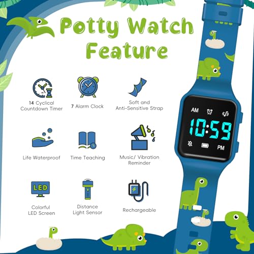 BEN NEVIS Potty Training Watch, Digital Toddler Watch with Countdown/Music/Alarm Clocks/Vibration Reminder and Waterproof, Remind Toddler to Go to The Toilet - color: 05-PurplishBlue-KL2
