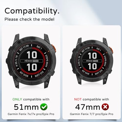 Protector Cases Compatible with Garmin Fenix 7X/Epix Pro 51MM Case Cover Soft TPU Bumper Rugged Shock Proof Protective Shell for Garmin Fenix 7X Pro Watch Case - color: Transparent white