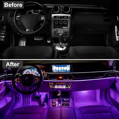 EL Wire Interior Car LED Lights, 16.5FT USB Ambient Lighting Strip, Purple - color: Purple