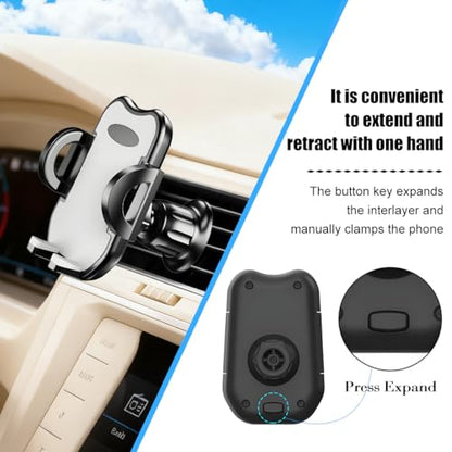 Car Phone Holder, 360° Rotatation Vehicle Air Vent Cell Phone Mount with Hook Clip, Hands Free Automotive Interior Smartphones Cradle, Universal for Most Vehicles (Gray) - color: Gray