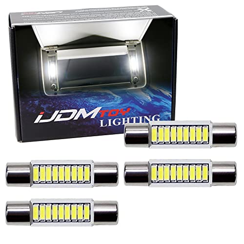 iJDMTOY 4pcs Extremely Bright 9-SMD 29mm 6614 Replacement Bulbs Compatible With Car SUV Truck Sunvisor Flips Vanity Mirror Lights, Xenon White
