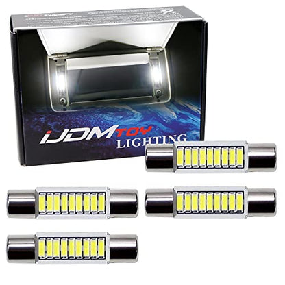 iJDMTOY 4pcs Extremely Bright 9-SMD 29mm 6614 Replacement Bulbs Compatible With Car SUV Truck Sunvisor Flips Vanity Mirror Lights, Xenon White