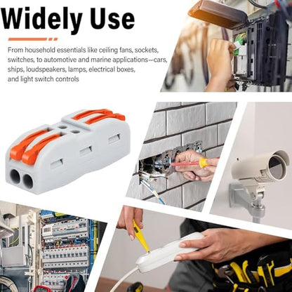 Lever Wire Connectors, Greencycle Inline Splices Push Quick Wire Connectors, 2 in 2 Out Push-in Combination for Electrical Cables 28–12 AWG, Max 32A,60PK - size: 60PCS, style: 2IN 2OUT