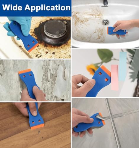 Plastic Razor Blade Scraper 2 Pack, 100 Blades, Storage Case