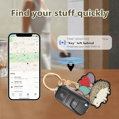 Hedgehog Love Balloon Leather Keychain Case Holder,GPS Tacker With Keychain Ring,Valentine's Day Gifts Access Card Scratch-Resistant,Finders Accessories For Pets, Luggage, Wallet, Backpacks - color: Hedgehog Love Balloon