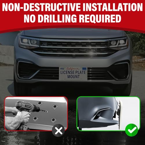 No Drill Front License Plate Frame Fits Volkswagen Atlas 2018-2026