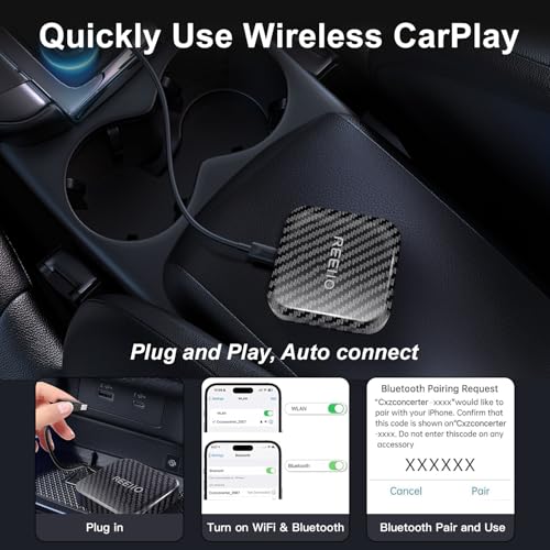 Wireless CarPlayBox with Netflix/YouTube/TF Card Slot Convert Wired CarPlay to Wireless Adapter for 2017 and Above Original Wired CarPlay Car