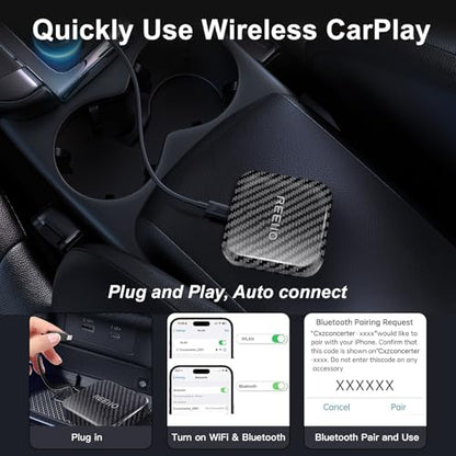 Wireless CarPlayBox with Netflix/YouTube/TF Card Slot Convert Wired CarPlay to Wireless Adapter for 2017 and Above Original Wired CarPlay Car