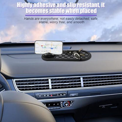 Multifunctional Car Anti-Slip Pad, 3 in 1 Rotatable Non-Slip Vehicle Dashboard Mat with Phone Holder & Temporary Parking Number, Dash Storage Pad for Key Gadget, Universal Fit (Grey/Black) - color: Grey/Black