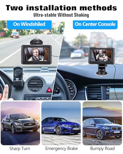 Zacro Baby Car Camera with HD Night Vision 1080P, 4.3" Rear Facing Car Seat Mirrors Camera for Baby Pet, 150°Wide View Angle, 360°Rotation - size: 4.3" Cigarette Lighter Plug