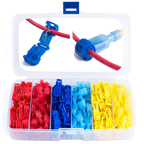 Wirefy T Tap Wire Connectors Kit - Electrical Connectors Kit - Spade Terminals - Quick Splice Disconnect Wire Taps - (120 PCS 22-10 AWG) | T Taps for Wiring Automotive and T Splice Wire Connectors