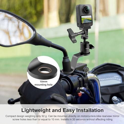 PULUZ Motorcycle Camera Mount, Mirror Action Cam Holder for POV Vlog - size: Rearview Mirror Mount