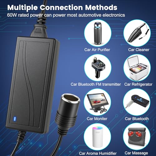 110V AC - DC 12V 컨버터 5A 60W, 벽 플러그 100-240V, 차량용 충전기 - 벽 플러그 어댑터 변압기 전원 공급 장치, 대시 캠, 팽창기, 진공, 자동차 냉장고, 자동차 장치용 - size: 12V5A 60W