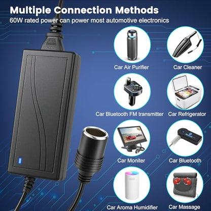 110V AC - DC 12V 컨버터 5A 60W, 벽 플러그 100-240V, 차량용 충전기 - 벽 플러그 어댑터 변압기 전원 공급 장치, 대시 캠, 팽창기, 진공, 자동차 냉장고, 자동차 장치용 - size: 12V5A 60W