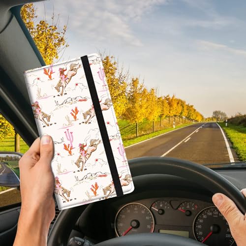Car Registration and Insurance Card Holder, Vehicle License Documents Glove Box Compartment Organizer Wallet, ID Card Holder for Car Essentials Automobile, Cowgirl Wild West - color: Cowgirl Wild West
