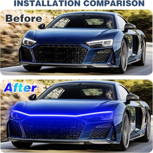 Car LED Hood Light Strip for Cars, SUVs, Trucks, Blue, 70 Inch - color: Blue, size: 70 Inches