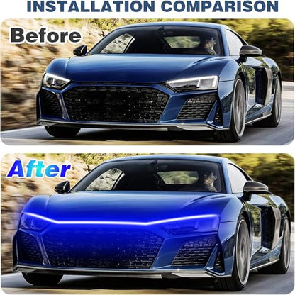 Car LED Hood Light Strip for Cars, SUVs, Trucks, Blue, 70 Inch - color: Blue, size: 70 Inches