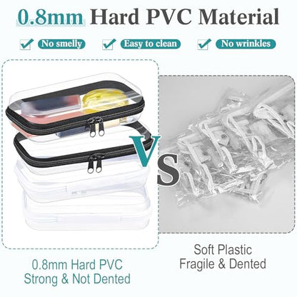 Hoolerry 4 Pcs Hard Clear Zipper Case, Clear, 7.5 x 3.9 x 2 in, Bicolor - color: Black and White, size: 7.5 x 3.9 x 2 in
