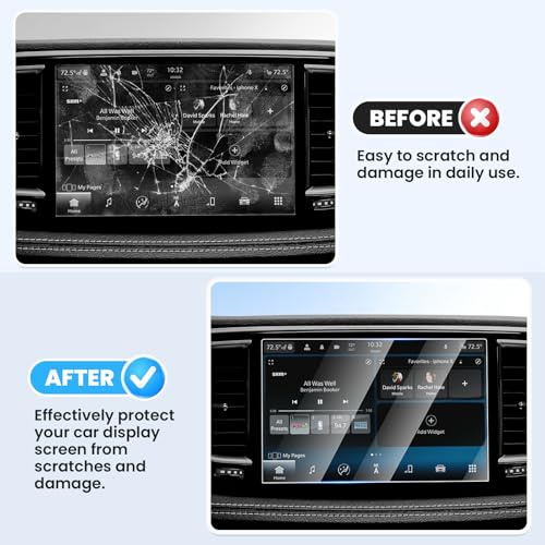 Canvcle 2PCS Screen Protector for 2021-2025 2026 Jeep Grand Cherokee L/Dodge Durango/Chrysler Pacifica, 10.1 Inch Touch Screen Protector Cover Tempered Glass Navigation Display Protective Film - size: 2021-Present Grand Cherokee L/Durango/Pacifica