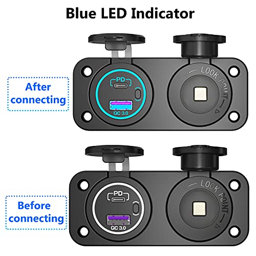 12V USB Outlet Marine Switch Panel Plug Quick Charge 3.0 & PD 3.0